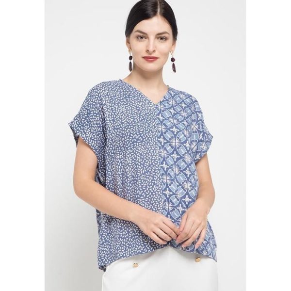 Rania Atasan Blus Wanita Casual Biru Premium