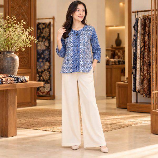 Blus Alina Biru Kawung
