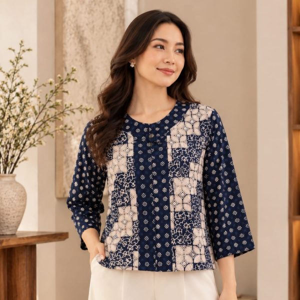 Blus Alina Parang Navy